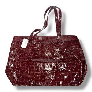 New Neiman Marcus Large Vinyl Crocodile Impression Shopping Tote Bag